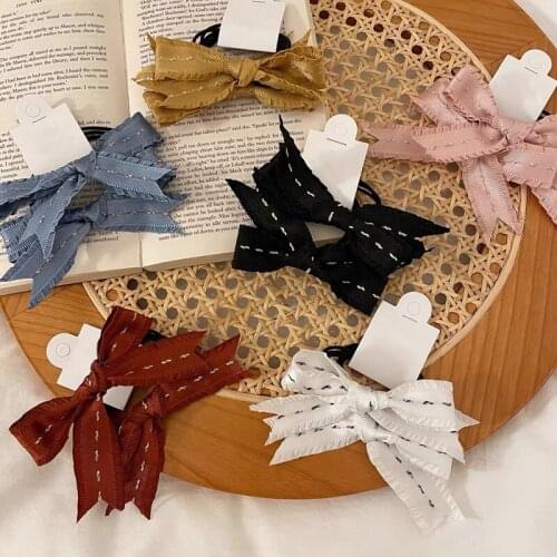 Women Korean Rubber Bands Bow Satin Ribbon Bow Hair Band Rope Scrunchie Ponytail Holder Gum For Hair Accessories Elastic