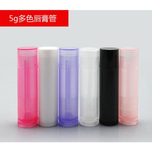 Retail 100Pcs/Lot 1.6*6.7cm 0.62"x2.63" 5g Multi Colored Plastic Empty Lipstick Bottle For Lip Stick Poly Containers