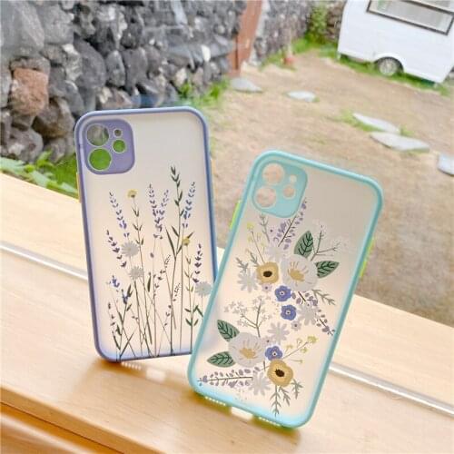PINZHENG Flower Pattern Mobile Phone Case For iPhone 7 8 7Plus 8Plus Silicone Protective Cover For X XS XR 11 12 Pro Max Case
