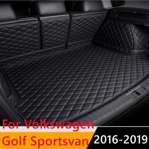Sinjayer Waterproof Highly Covered Car Trunk Mat Tail Boot Pad Carpet Cover Cargo Liner For Volkswagen VW Golf Sportsvan 2016-19