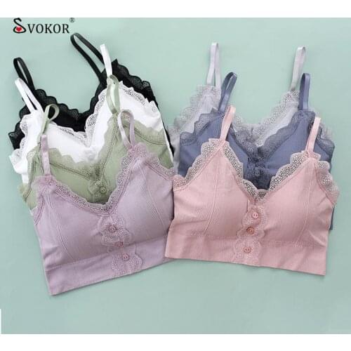 SVOKOR Button Bra Sexy Beautiful Back Wireless Women Latex Pad Comfortable Push Up Seamless Female Underwear