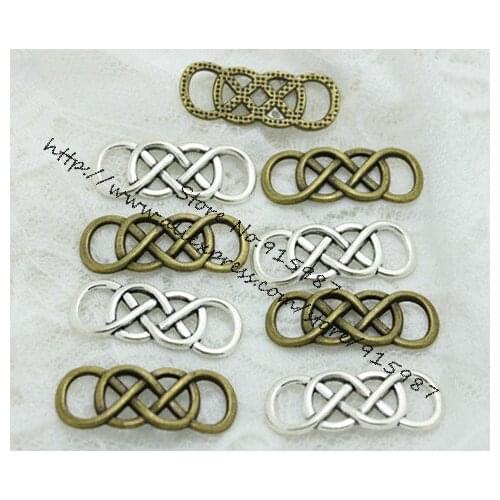 Sweet Bell (30 pieces/lot) 13*33mm two color Metal Alloy Chain-shaped Jewelry Connectors Charms for Bracelet MakingD0481