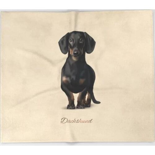 Dachshund Cartoon Throws for Sofa Cute Kids Design Black Dachshund Blankets Christmas Decorations for Home Custom Blanket