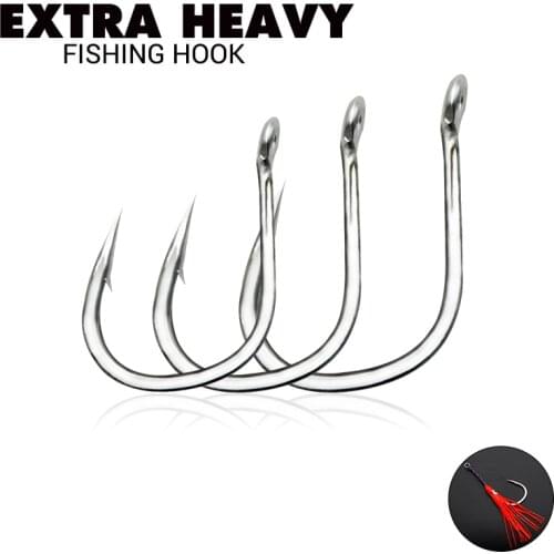 10pcs/Bag SJ5210 Strong 5/0-13/0 7X Heavy Jig Fishing Hooks High Carbon Boat Sea Fishing Heavy Duty Fishhooks