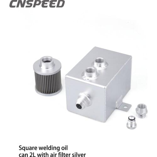 Cnspeed 2L Universal Car Aluminum Oil Catch Tank Silver Fuel Tanks With Breather & Filter Drain Tap 2LT Baffled