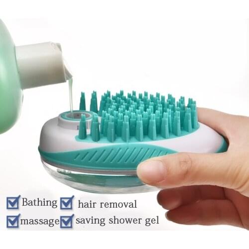 Pet Dog Bath Brush 2-in-1 Pet SPA Massage Comb Soft Silicone Dogs Cats Shower Hair Grooming Comb Dog Cleaning Tool Pet Supplies