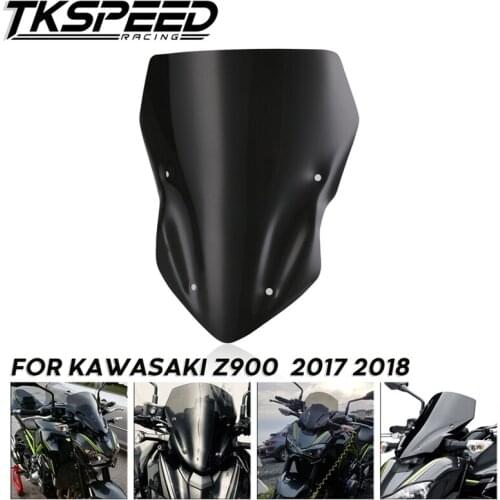 Motorcycle Windshield Windscreens Double Bubble Air Wind Deflector Smoke Black For Kawasaki Z900 Z 900 2017 2018