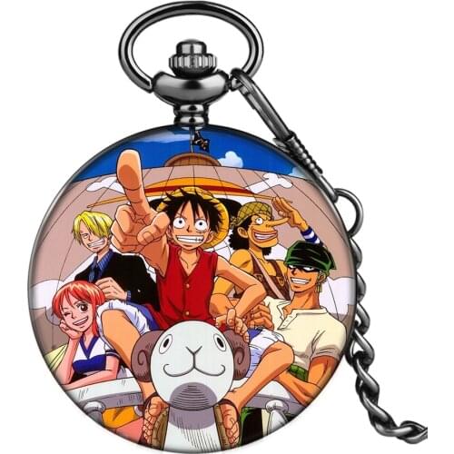 Japanese Classic Cartoon Anime Printing Quartz Pocket Watch Alloy Chain Clock Creative Collectibles Gifts for Kids Friends Fans