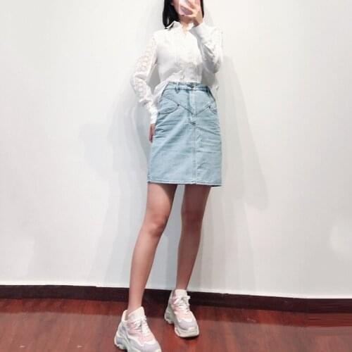 Patads French fashion spring and summer close waist thin a-word fashion denim skirt skirt skirt womens 2-color j4309e