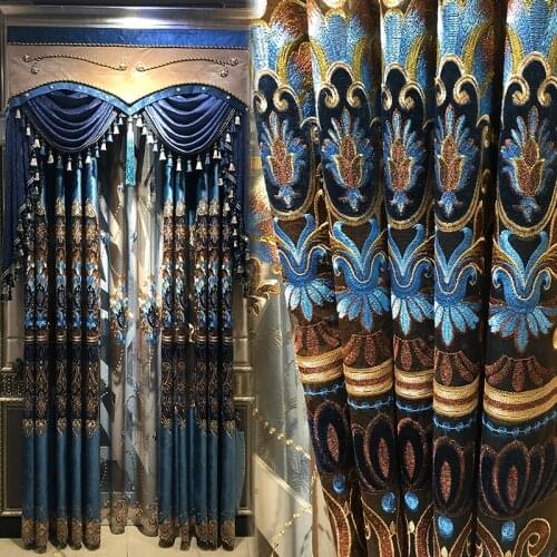 Villa high-grade luxury atmosphere European style Shading Curtains Finished Embroidered Room Living Room Bedroom Curtains