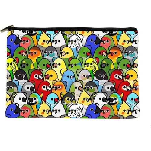 Women Too Many Birds Printed Make up bag Fashion Women Cosmetics Organizer Bag for Travel Colorful Storage Bag for Lady Bag