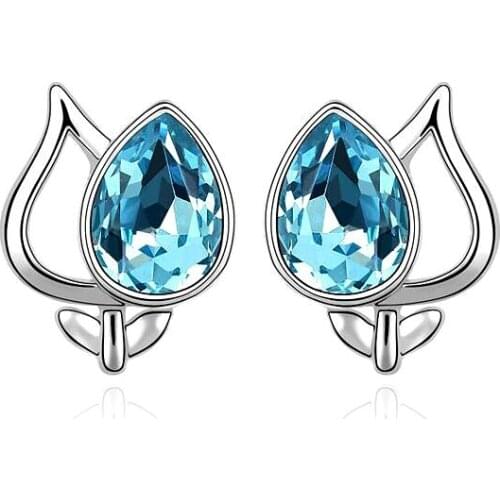 Flower Stud Earring for Women Crystals from Swarovski Fashion Jewelry Earrings female Ear brincos Birthday Gift Bijouterie