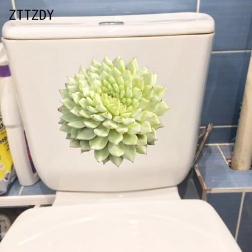 ZTTZDY 23.2×23.3CM Succulent Plants Freash Decor WC Toilet Stickers Fashion Home Room Wall Accessories T6-0106