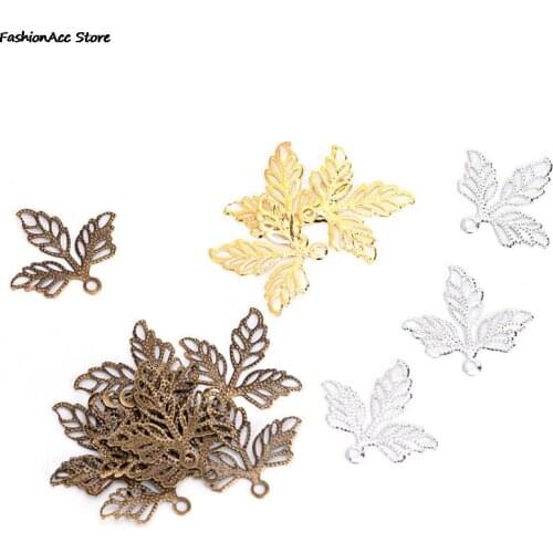 100Pcs Filigree Wraps Leaves Metal Connectors Crafts for DIY Jewelry Making Charm Pendant Filigree Approx.2.5mm/0.98in
