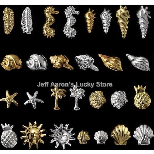 100PCS Beauty Gold Silver Feather 3D Metal Nail Art Decoration Accessories Nail Styling Design Tools