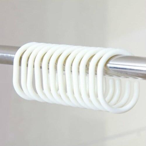 12/24Pcs Plastic Curtain Rings Shower Rod Hook Hanger Curtain ring C hook White Furniture Hardware Decoration Accessories