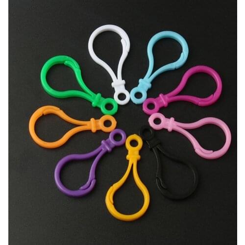 50pcs/lot multicolor Plastic Bulb shape lobster Trigger clasps Bag purse Key Ring Hook finding Keychain Jewelry Making Buc
