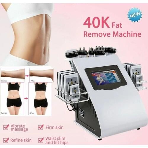 6 in 1 Vacuum RF Cavitation Body Slimming Machine 40K Cellulite Reduction Skin Tighten Shaping Beauty Equipment With 8 Laser Pad