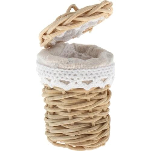 Dollhouse Accessories Handmade Bamboo Basket for Kids and Adults, 1/12, Home Decoration Handicraft Project