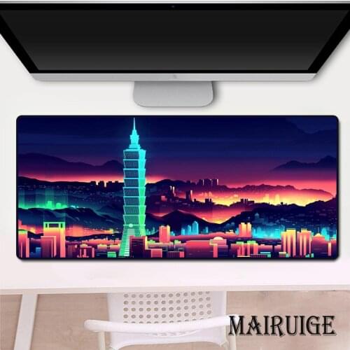 Cartoon City Night Scene Large Mouse Pad Computer Table Pad Gaming Accessories XL Anime Mousepad Gamer PC Laptop Desk Mat Carpet