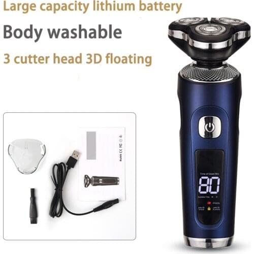 Electric Shaver Razor Beard Trimmer For Men Dry Wet Beard Trimmer Portable Rechargeable Washable Shaving Machine 3 Blades