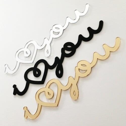 Baby Nursery Kids Child Bedroom Wall Decal , 3D Decorative Mirror wall sticker , Acrylic I LOVE YOU Letters Mirror Wall Deco