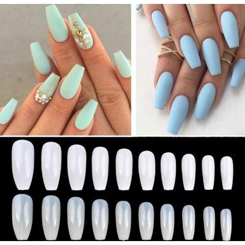 600pcs/pack False Nails Long Ballerina Coffin Clear/Natural Fake Nail Manicure Tips Full Cover Nail Salon Manicure Nail Art Tips