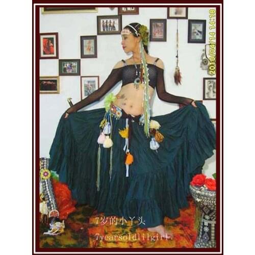 Cotton 4Tiered 18Yards Ats Gypsy Tribal Belly Dance Skirt EH06