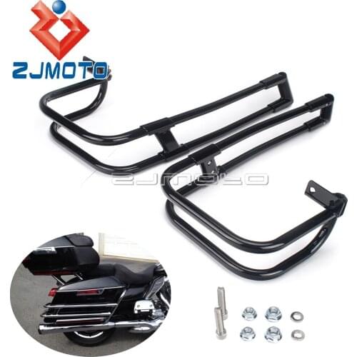 For Harley FLH FLHT FLHTC Electra Road Street Glide Road King Ultra Classic Motorcycle Saddlebag Bracket Guard Bar Black 2014-Up