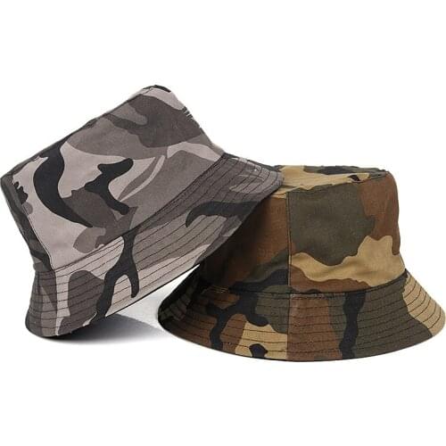 Hot spring autumn cotton unisex Double sided wear camouflage color outing climbing casual fashion sunblock fisherman bucket hat