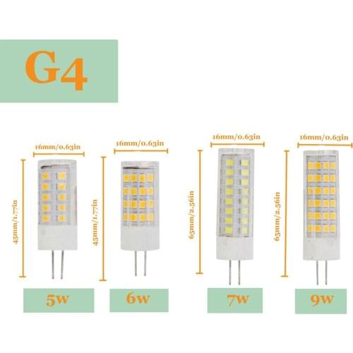 G4 LED Lamp 33Leds 51Leds 75Leds 5W 6W 7W 9W 2835 Ceramic Led Bulb 220V Replace 30W 40W 50W 60W Halogen Light For Chandelier