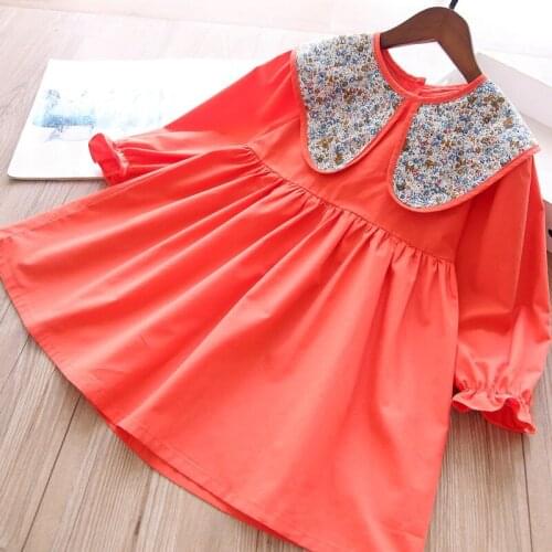 Girls floral collar cotton party tutu dresses children dress kids clothing wholesale