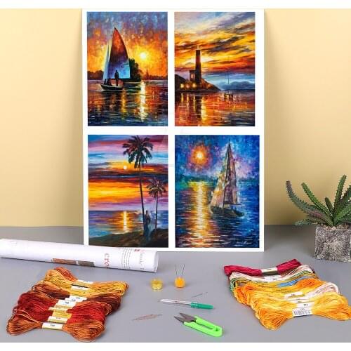 Oil Painting Style Printed 11CT Cross Stitch DIY Embroidery Set DMC Threads Hobby Handiwork Needlework Painting Sales