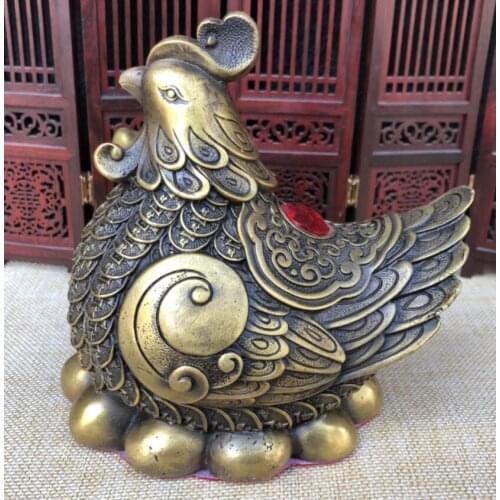 China archaize brass ancient coins hen wealth crafts statue