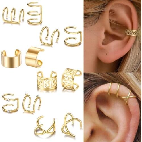12-piece Set Ear Cuff No Piercing Earrings For Women Ear Buckles Earrings Clip On Earrings Cartilage Jewelry Earcuff