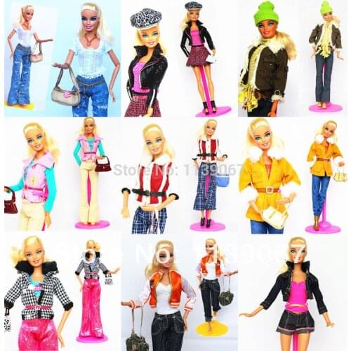 5 sets Handmade New Design Doll Outfit Suit Clothes Fashion Tops Jeans Coat Clothes Dress Accessories For 1/6 Barbie Kurhn Doll