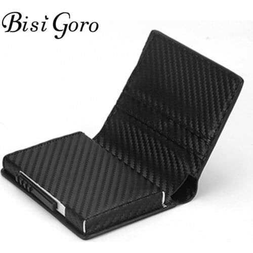 BISI GORO RFID Card Holder Credit Card Wallet Metal Men Women Single Box Minimalist Wallet Aluminium Blocking Wallet for Cards