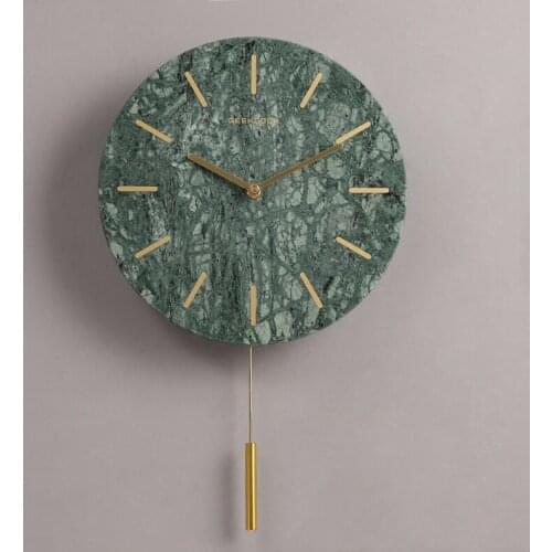 Nordic Marble Minimalist Wall Clock Creative Modern Design Pendulum Wall Watch Living Room Luxury Style Mute Home Clock W6C