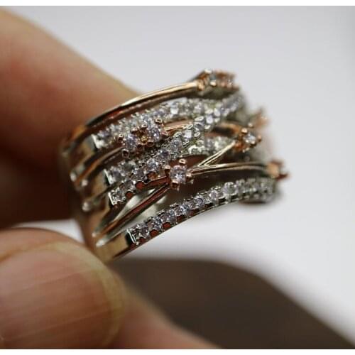 Fashion vintage Crystal Rings for women New trendy retro Rhinestone stone Ring classic copper Rings female engagment gift