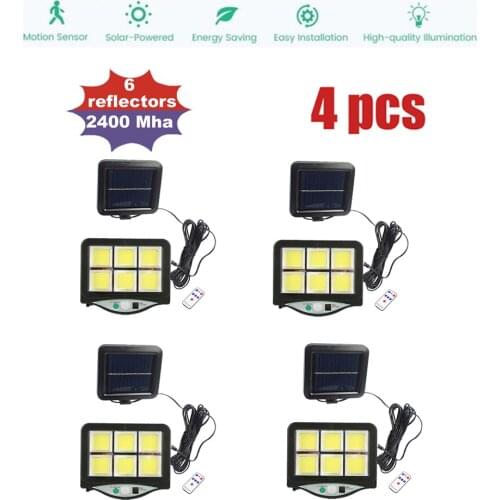 4pcs seperable 128 LED Outdoor Solar Wall Light PIR Motion Sensor Solar Lamp Waterproof Infrared Sensor Garden Light indoor 5M c