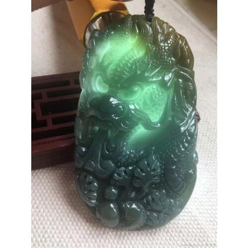 Natural 7A Myanmar jade Handcarved dragon emperor green jade pendant jade necklace pendants jewelry jadeite jade necklaces