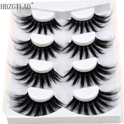 2020 New Volume lashes Natural mink eyelashes 25mm lashes 4 pair 3D eyelashes 100％ handmade eyelashes extension false eyelashes