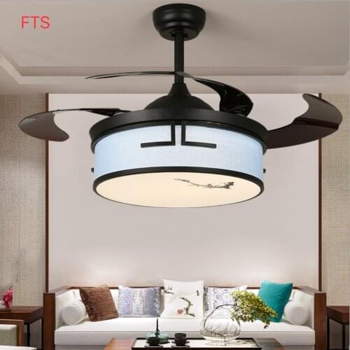 New Chinese Invisible Ceiling Fan Lights Living Room Lights Antique Fan Lights Classic Dining Chandeliers With LED Fan Lights