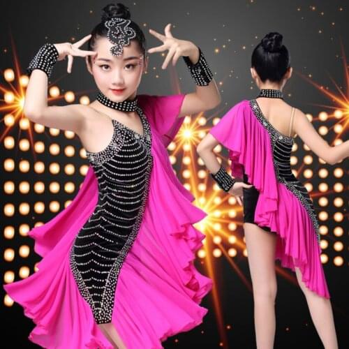 Professional latin dance practice wear competition dresses cha cha for girl samba dress fringe salsa ballroom tango children cha