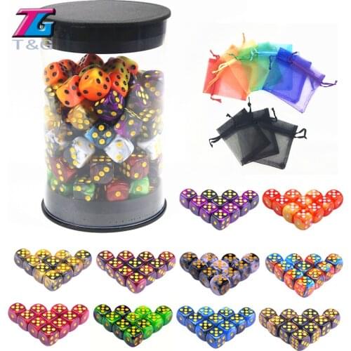 Wholesale100pcs of 12mm D6 Gambling Dice,Playing Die Standard Dot As Dice Tower Game Accessories with a Free Tube and bags