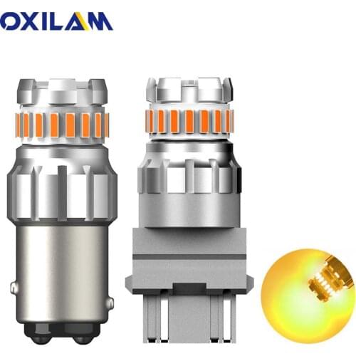 OXILAM 2PCS 1157 BAY15D 3157 3156 T25 LED Bulb Canbus Amber Turn Signal Light No Polarity Anti-Hyperflash LED Lamp 6500k 12V