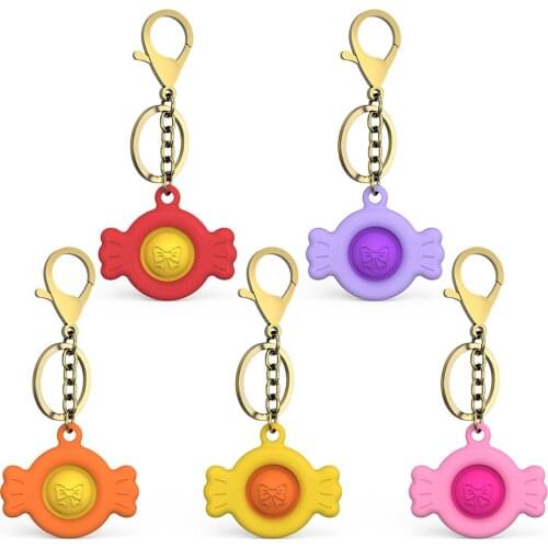 Push Bubble Sensory Kaychain Candy/Flower Shaped Adults Kids Autism Special Needs Montessori Antistress Keyring