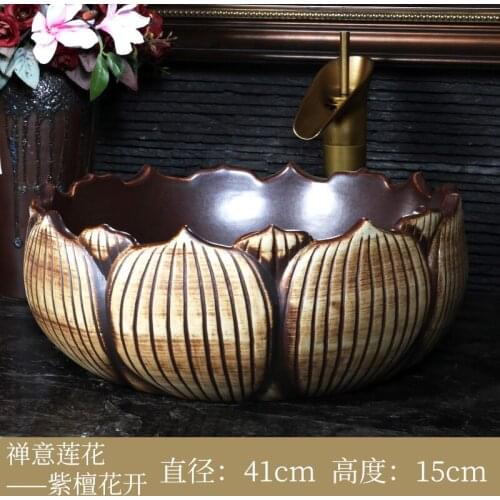 China Handmade Lavabo Washbasin Art wash basin Ceramic Counter Top ceramic Wash Basin Bathroom Sinks
