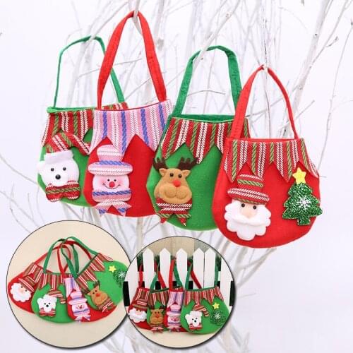 Christmas Gift bag Cartoon non woven Mini candy Christmas Tree decor Bag old man Snowman Elk Hangings Kids Xmas Gift Candy Bags