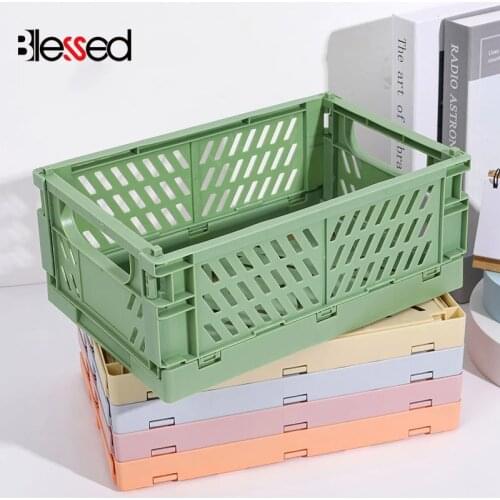 5 Color Home Storage Case Folding Student Desktop Organizing Container Basket Handbook Tape Stationery Plastic Storage Box
